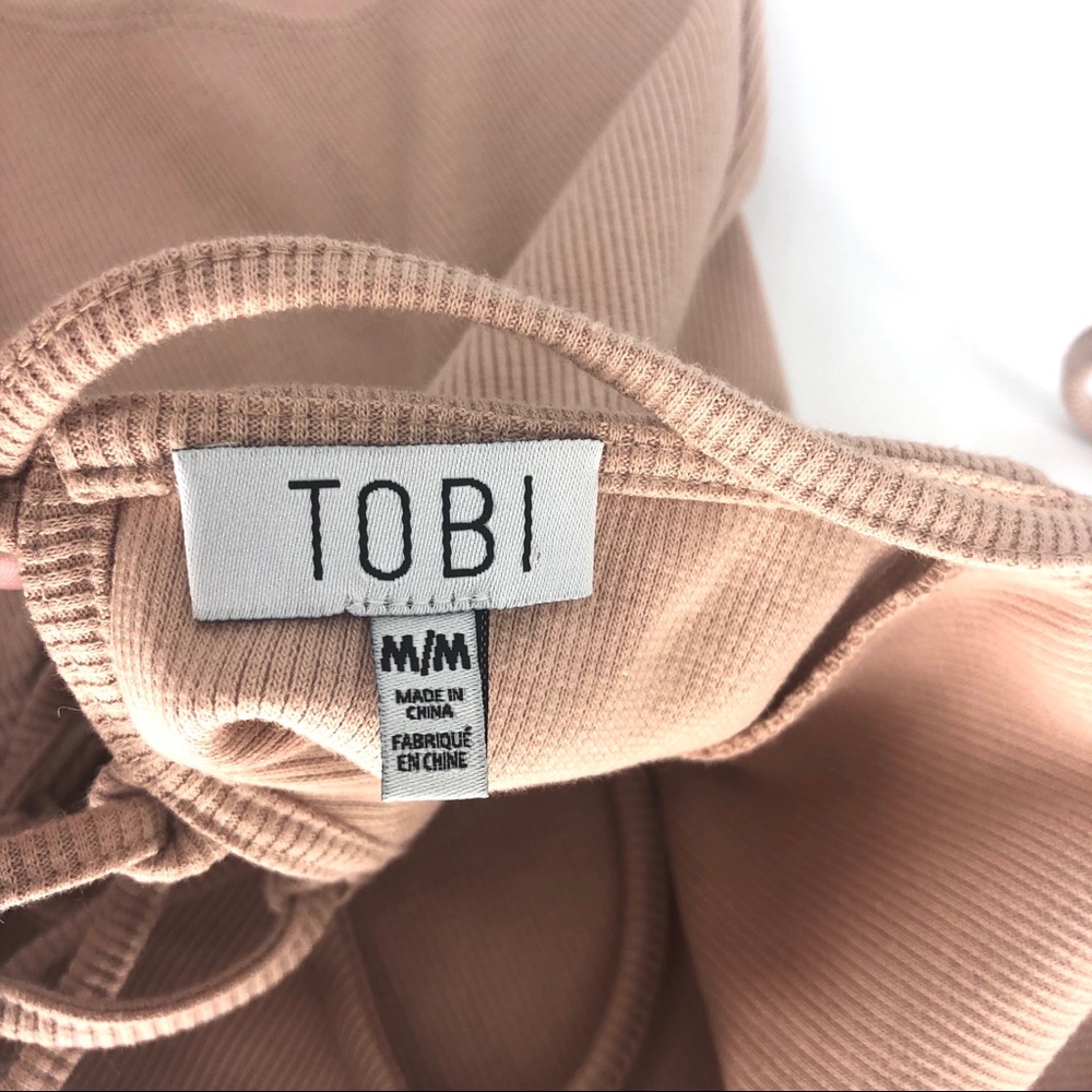 Tobi Jen lace up nude ribbed bodysuit m - Picture 3 of 4